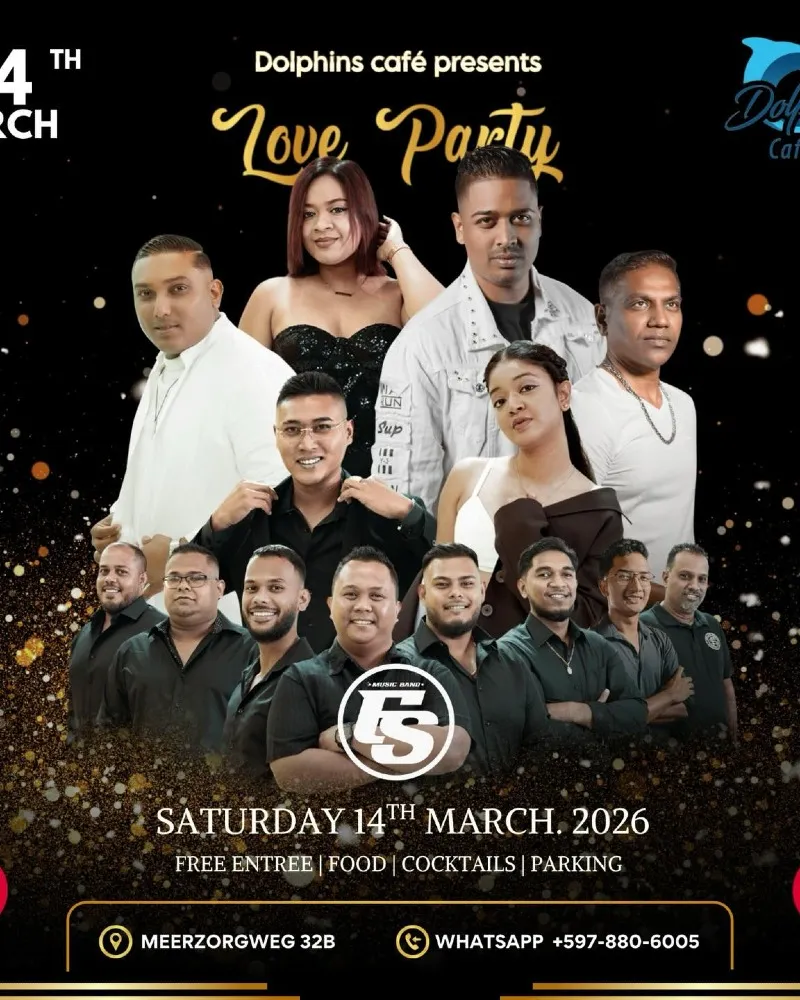 Flyer of Love Party at Dolphins Café