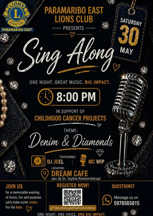 Flyer van Sing Along bij Suriname Dream Cafe