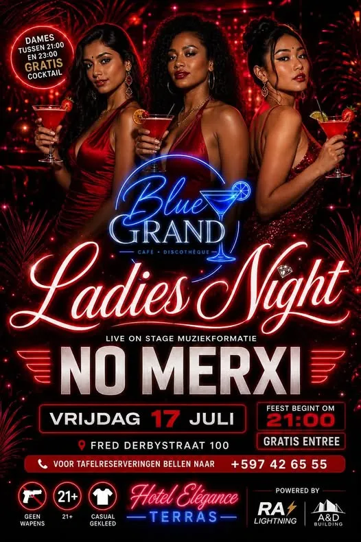 Flyer of Ladies Night at Blue Grand Café