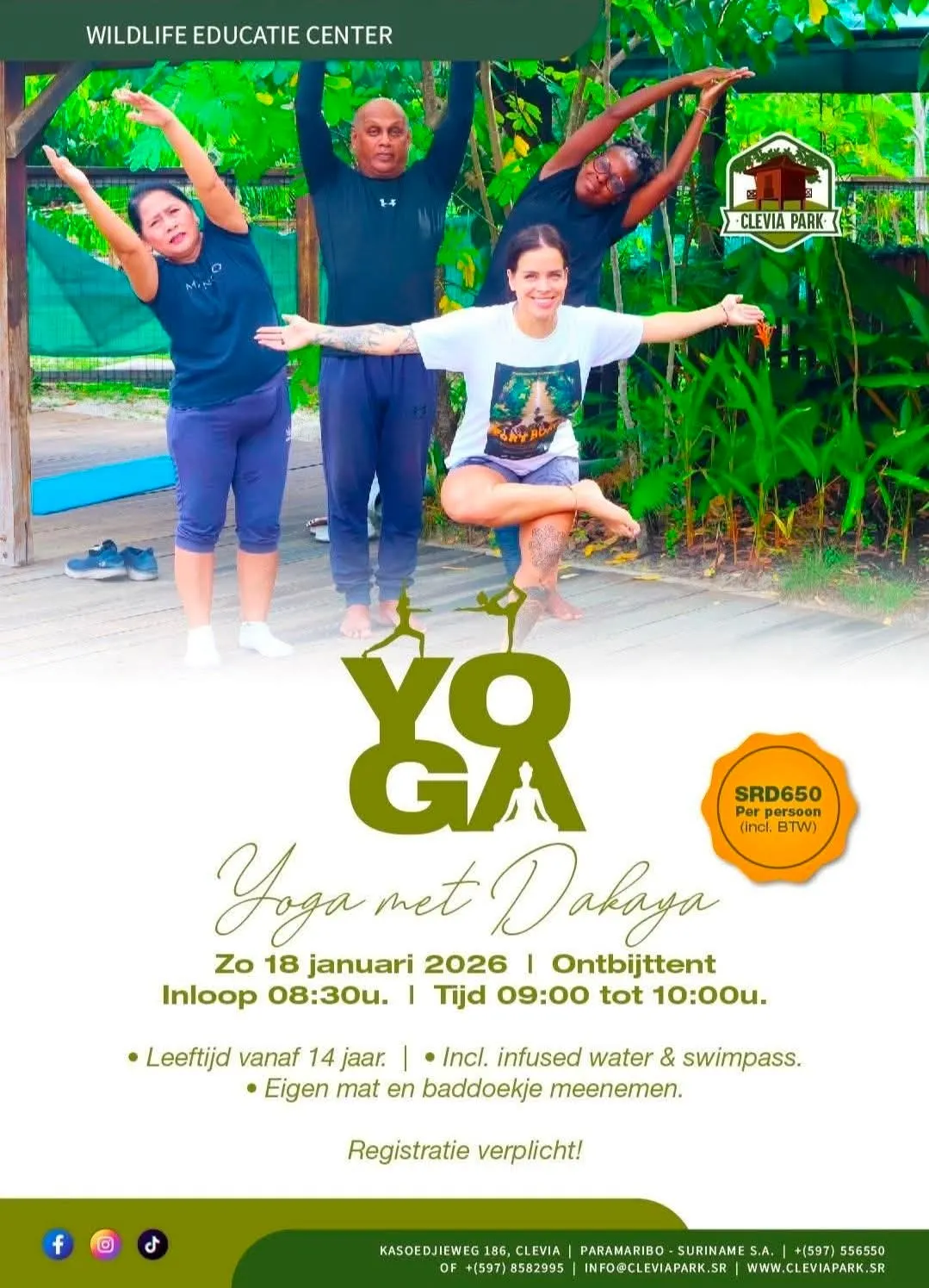 Flyer van Yoga met Dakaya bij Clevia Park