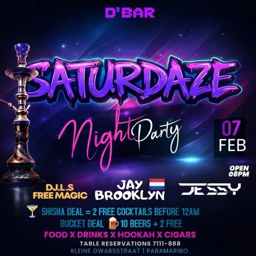 Flyer of Saturdaze Night Party at D'Bar