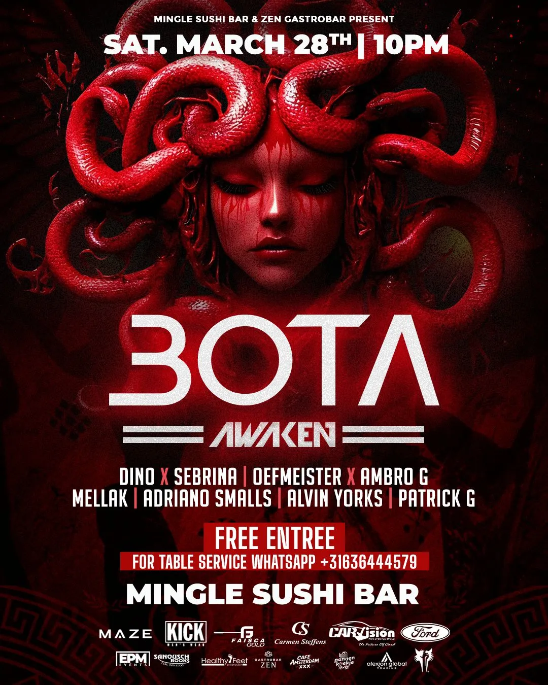 Flyer of BOTA AWAKEN at Mingle Sushi Bar