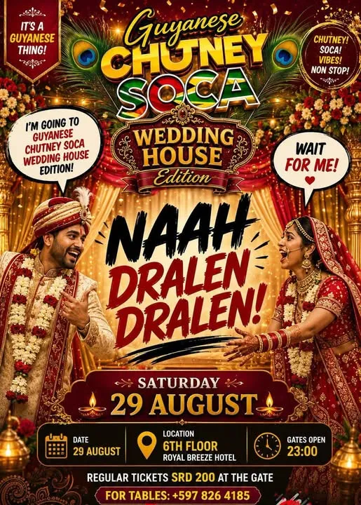 Flyer of Guyanese Chutney Soca Wedding House Edition at Sky Lounge & Bar