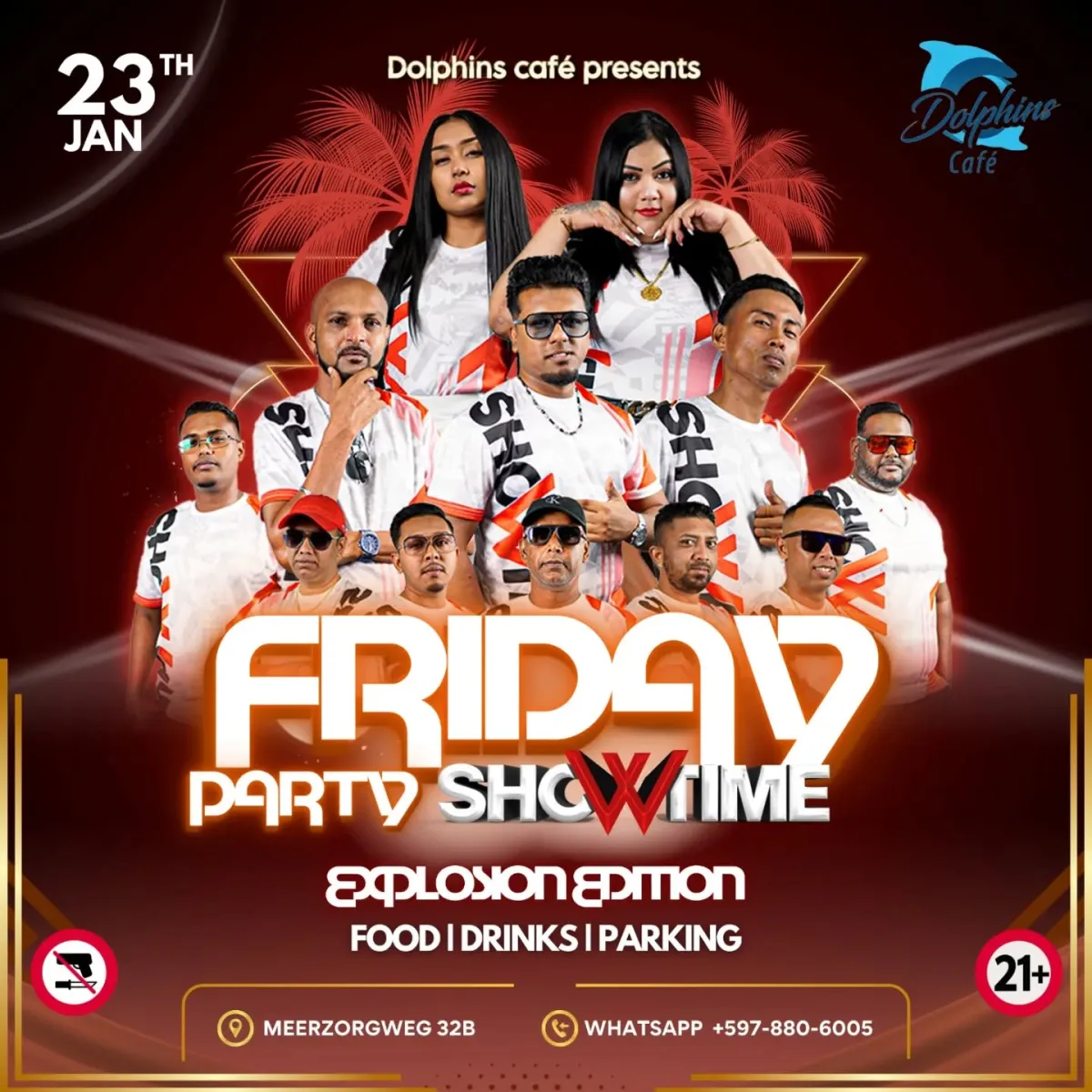 Flyer of Friday Party - Explosion Edition at Dolphins CafΓ©