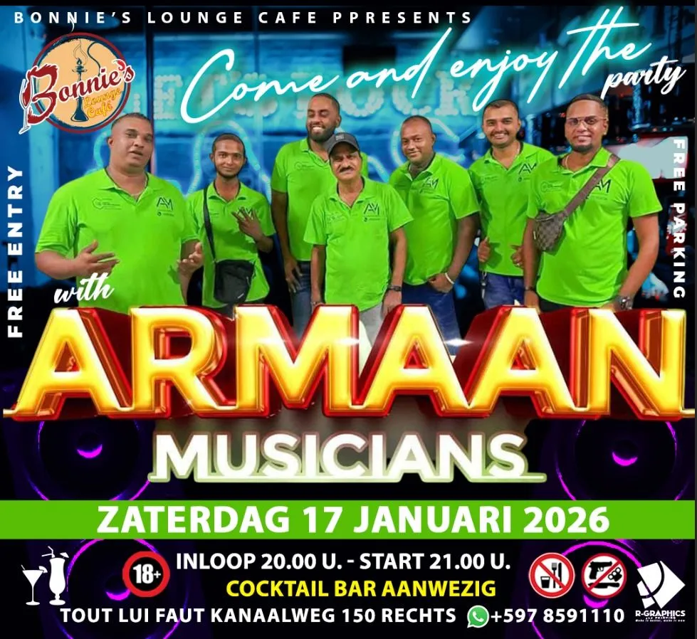 Flyer van Armaan Musicians bij Bonnie's Lounge Cafe