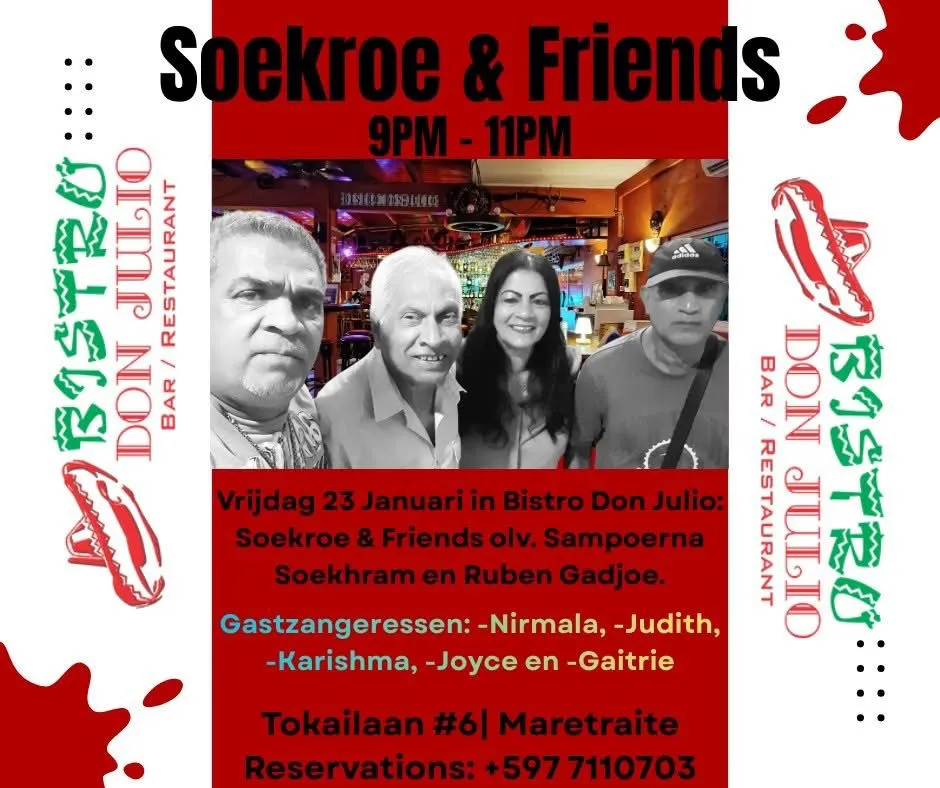 Flyer van Soekroe & Friends bij Restaurant/Bar Bistro Don Julio