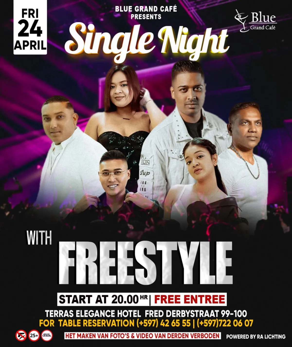 Flyer van Single Night bij Blue Grand Café