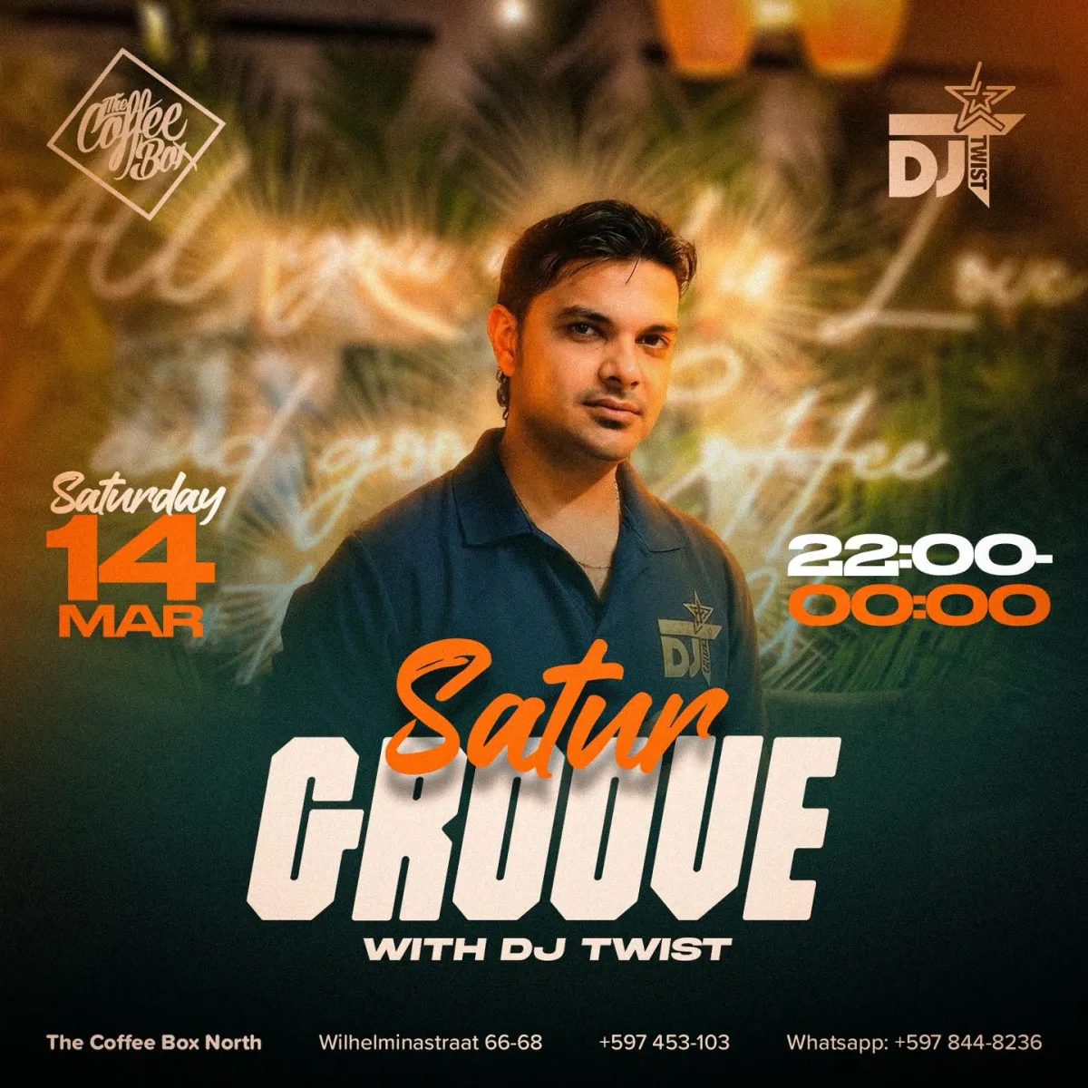 Flyer van Saturn Groove bij The Coffee Box North