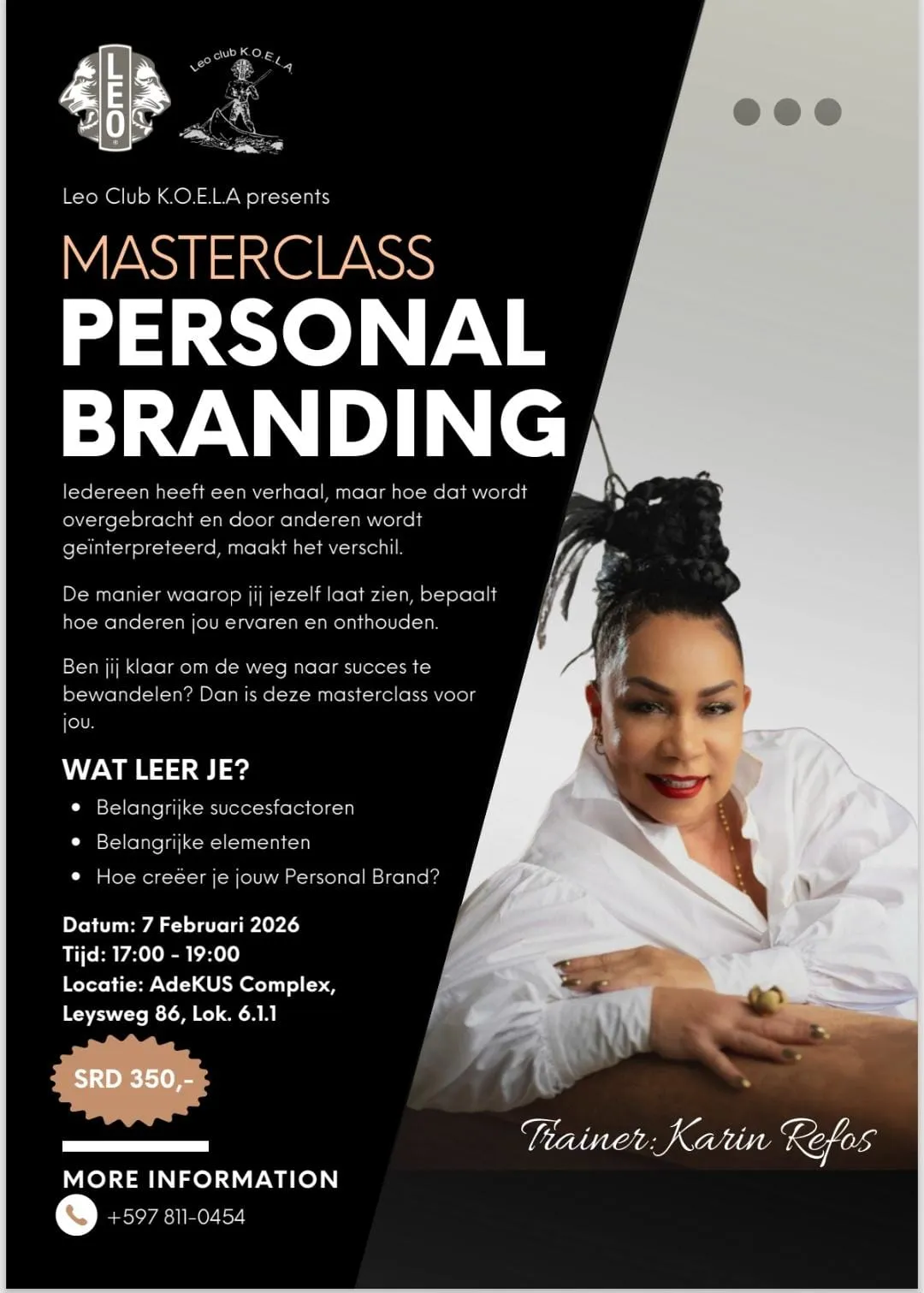 Flyer van Masterclass Personal Branding bij AdeKUS Complex