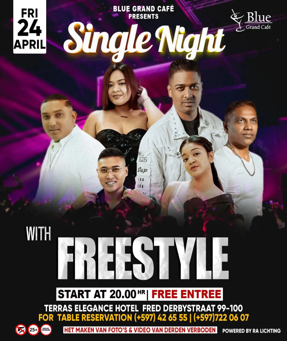 Flyer van Single Night bij Blue Grand Café
