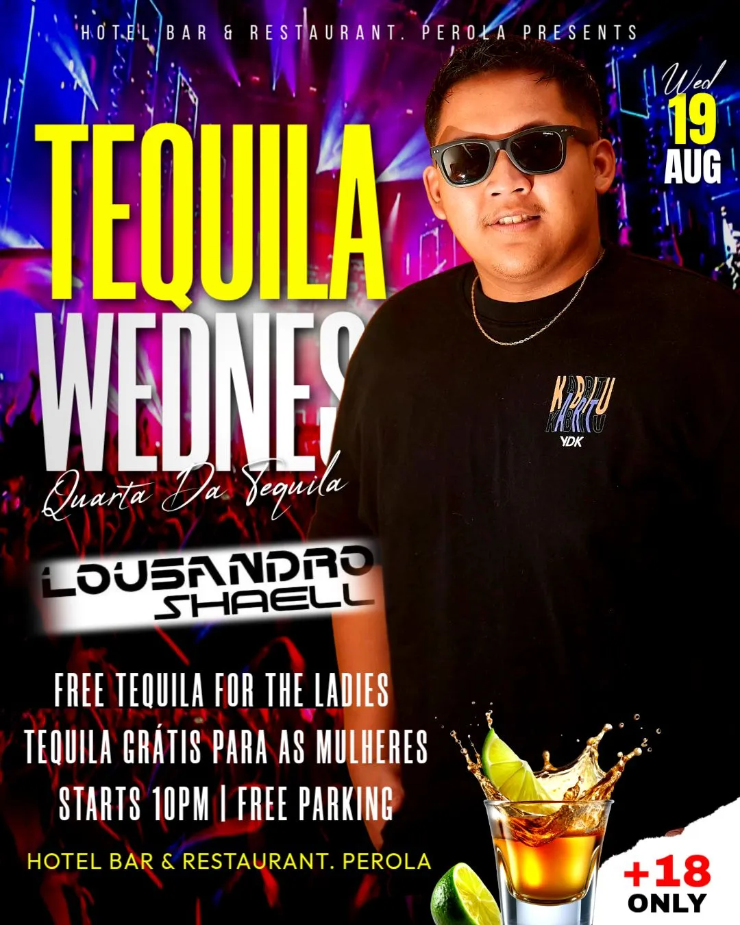Flyer van Tequila Wednesday bij Hotel Bar Restaurant Perola