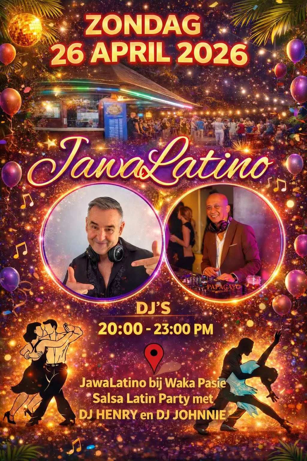 Flyer van JavaLatino bij Waka Pasi