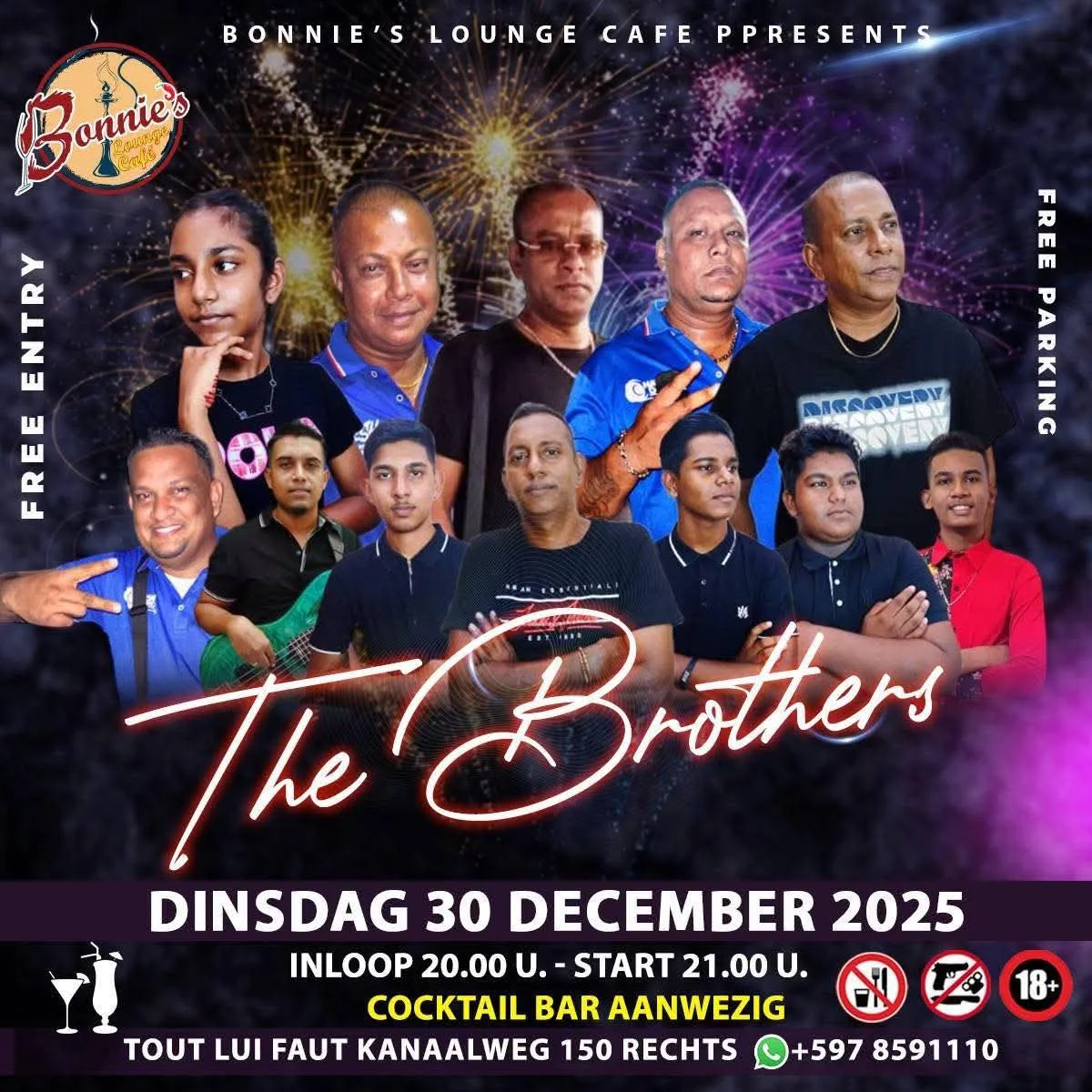 Flyer van The Brothers bij Bonnie's Lounge Cafe