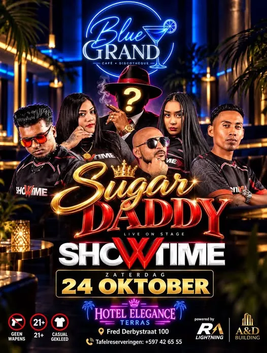 Flyer van Sugar Daddy - SHOWTIME bij Blue Grand Café