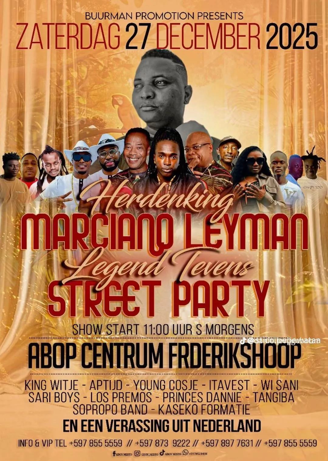 Flyer of Herdenking Marciano Leyman Legend Tevens Street Party at ABOP Centrum Frederikshoop