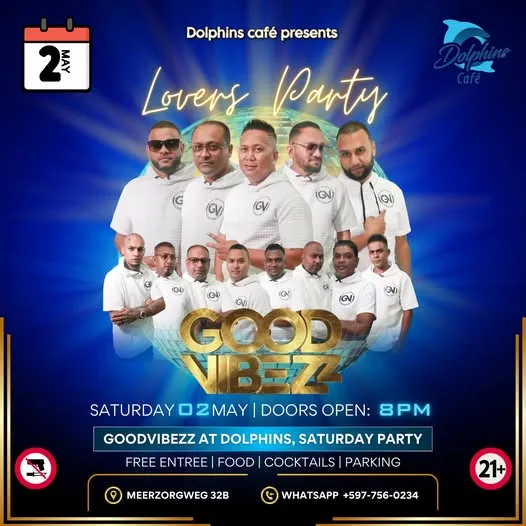 Flyer of Lovers Party at Dolphins Café