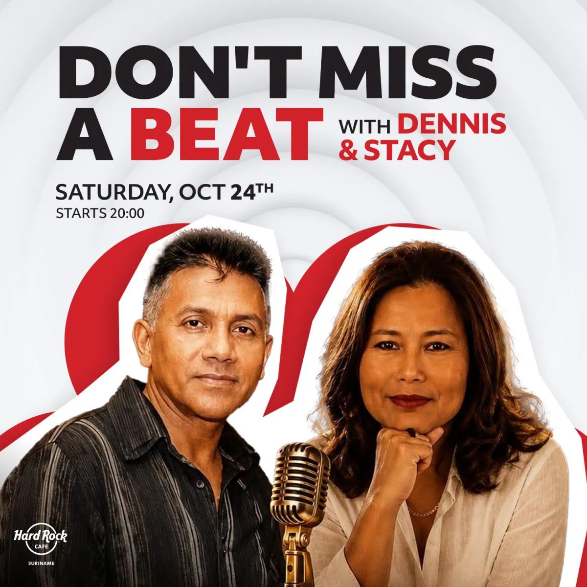 Flyer of DON'T MISS A BEAT at Hard Rock Cafe Suriname