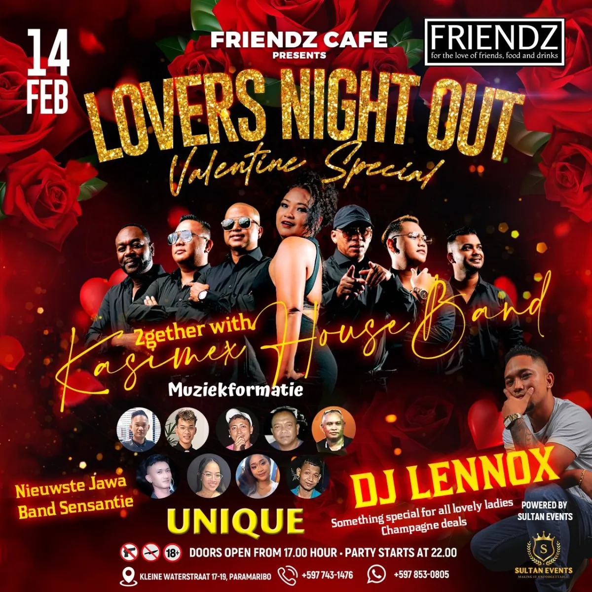 Flyer of Lovers Night Out Valentine Special at Cafe Friendz