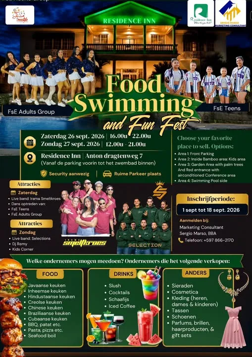 Flyer of Food Swimming and Fun Fest at Residence Inn