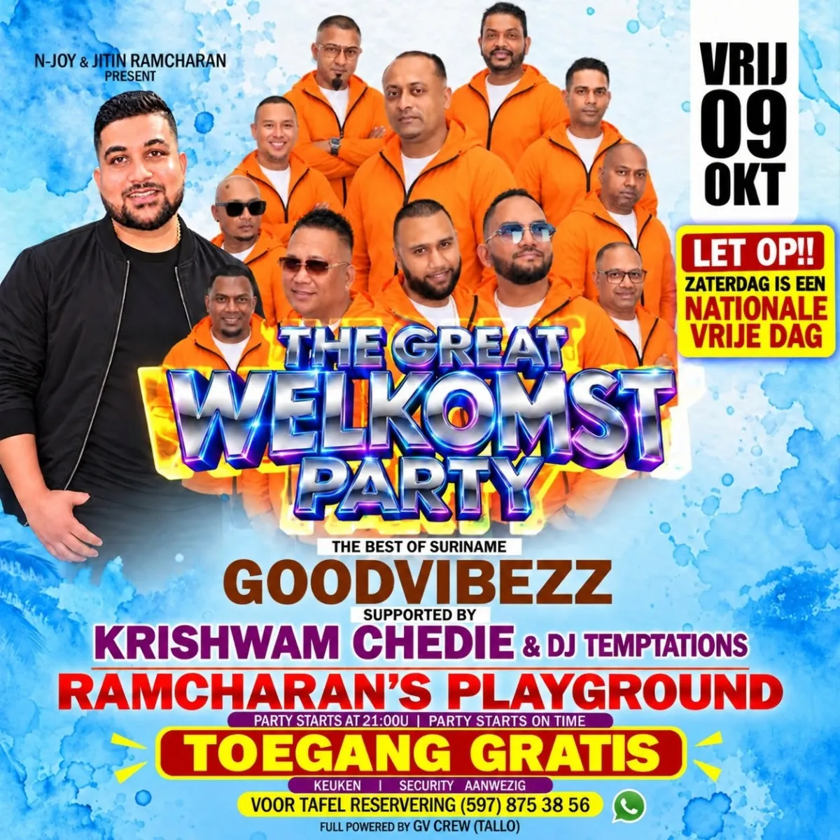 Flyer van THE GREAT WELKOMST PARTY bij Ramcharan's Playground