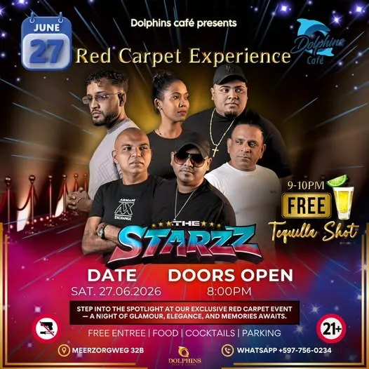 Flyer van Red Carpet Experience bij Dolphins Café