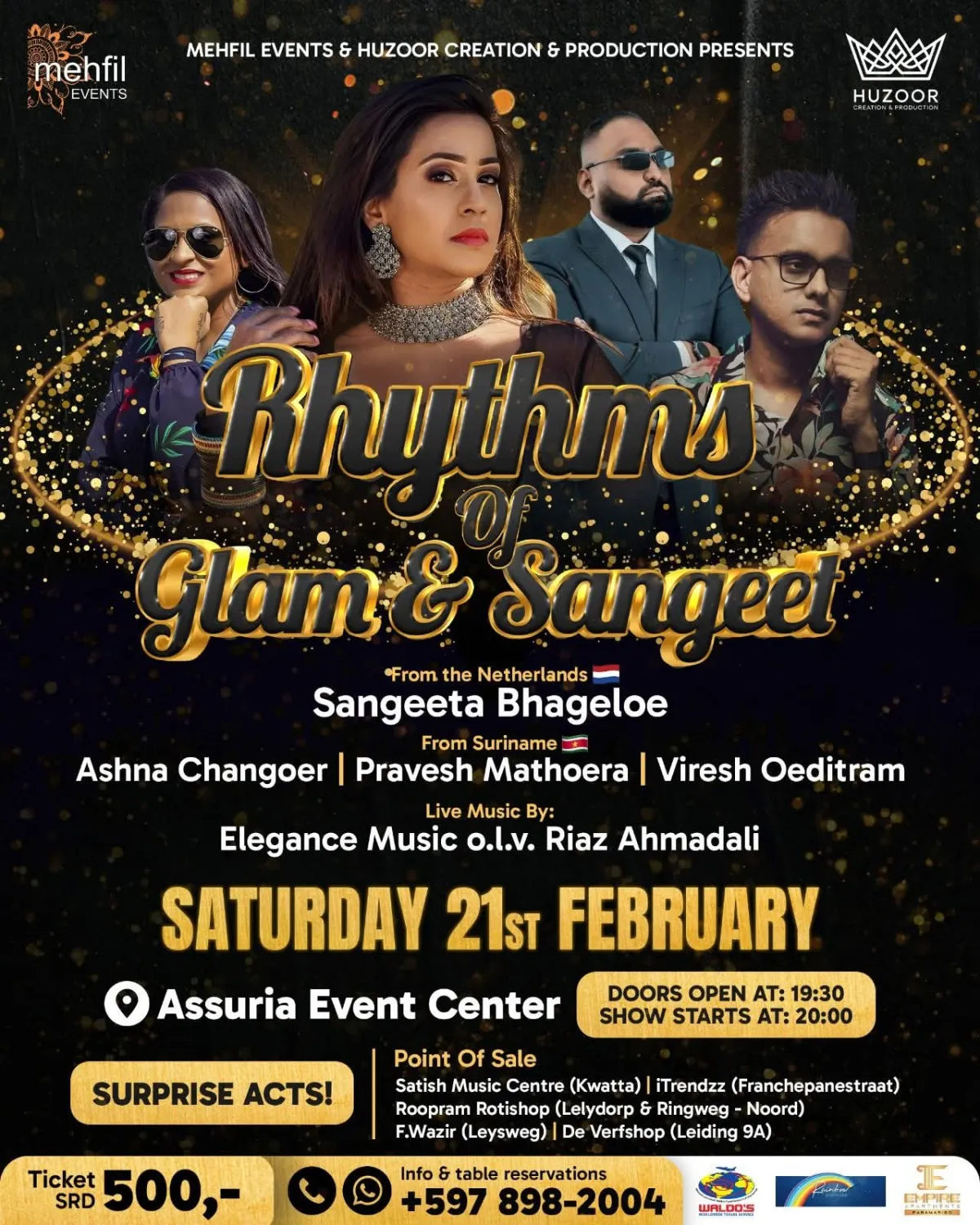 Flyer van Rhythms of Glam & Sangeet bij Assuria Event Center