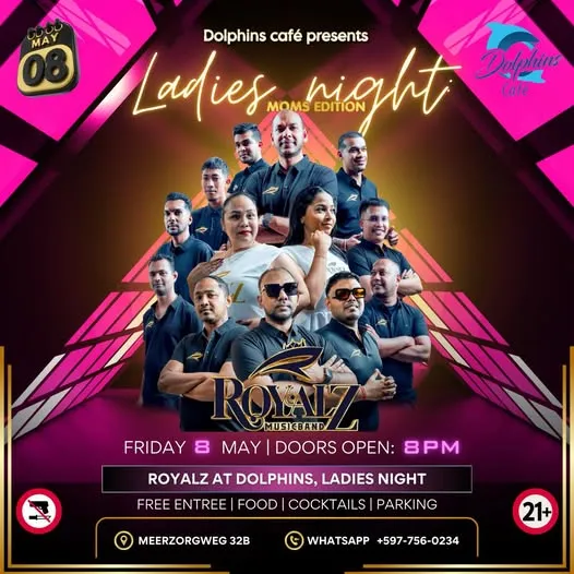 Flyer van Ladies Night - Moms Edition bij Dolphins Café