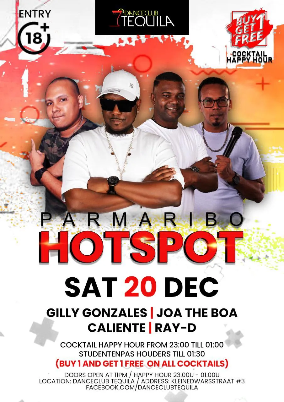 Flyer van Paramaribo Hotspot bij Danceclub Tequila