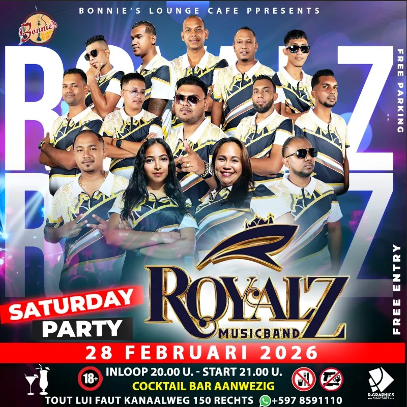 Flyer van Royalz Musicband - Saturday Party bij Bonnie's Lounge Cafe