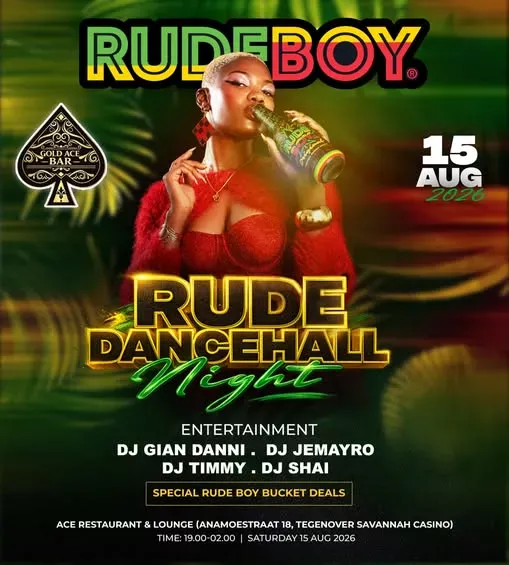 Flyer van RUDE DANCEHALL Night bij ACE Restaurant & Lounge