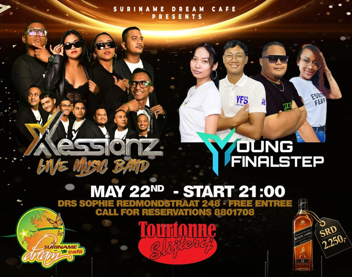 Flyer van Xessionz & Young Final Step bij Suriname Dream Cafe