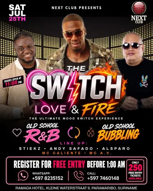 Flyer van THE SWITCH LOVE & FIRE bij Next Club