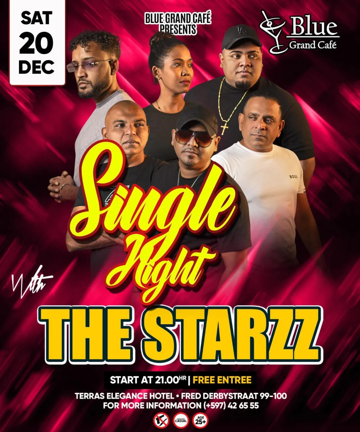 Flyer van Single Night with The Starzz bij Blue Grand Café