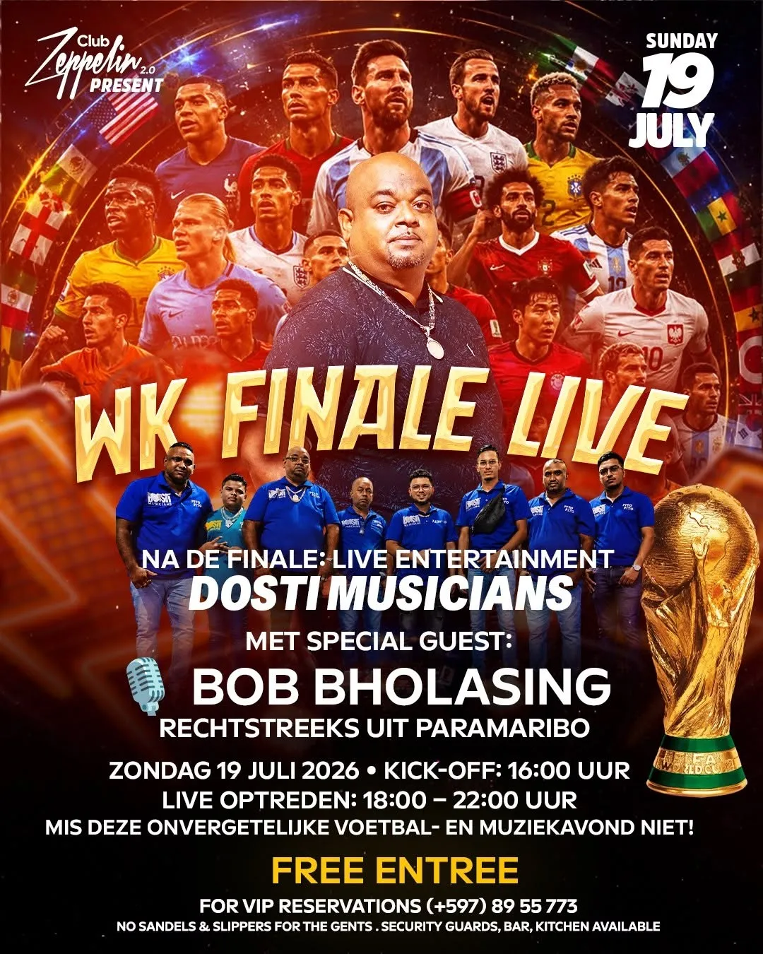Flyer van WK FINALE LIVE bij Club Zeppelin
