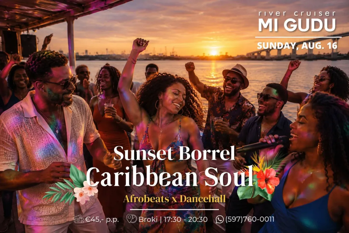 Flyer of Sunset Borrel Caribbean Soul at Mi Gudu
