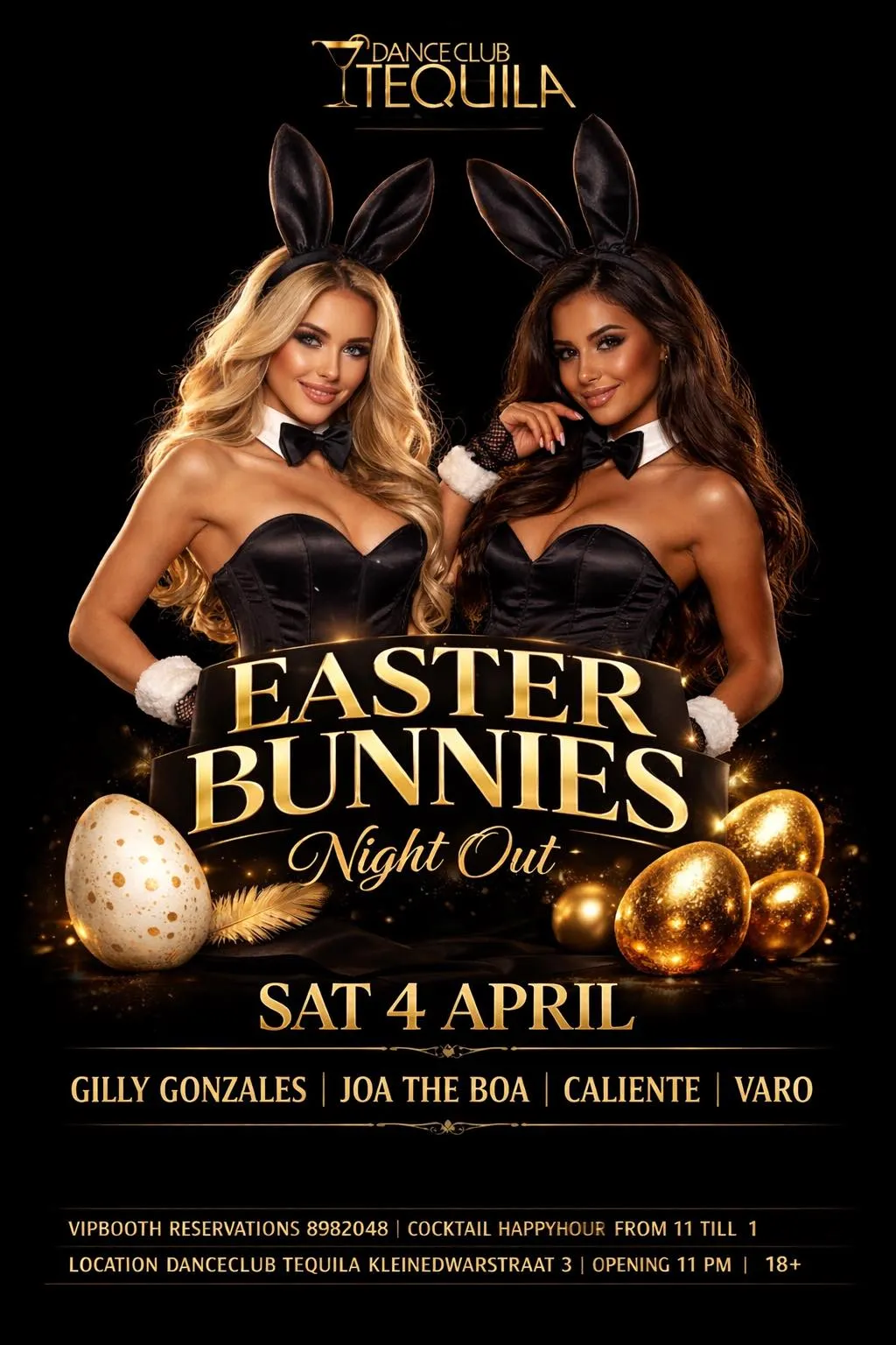 Flyer van EASTER BUNNIES Night Out bij Danceclub Tequila