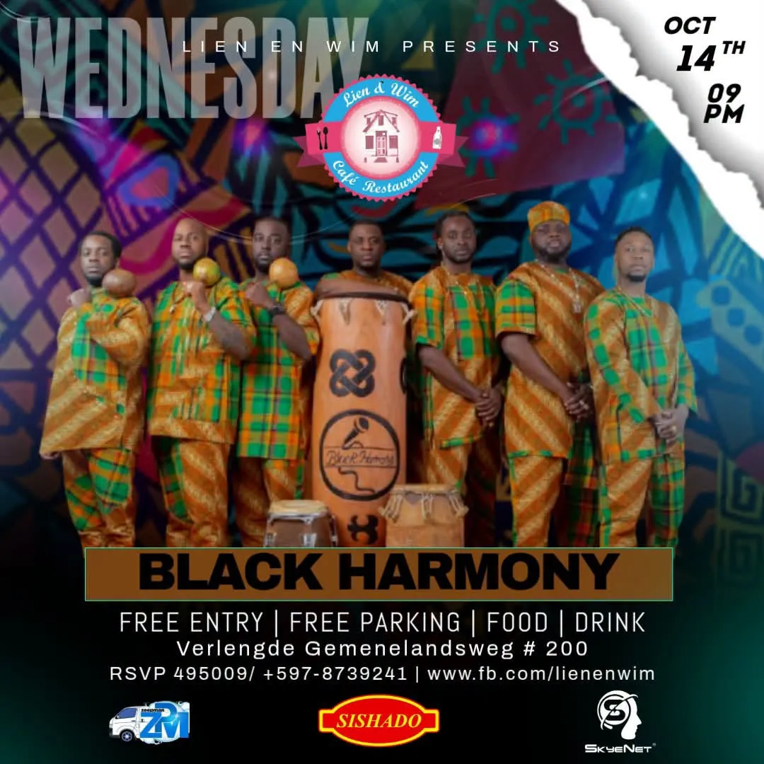 Flyer van BLACK HARMONY bij Lien en Wim Café Restaurant