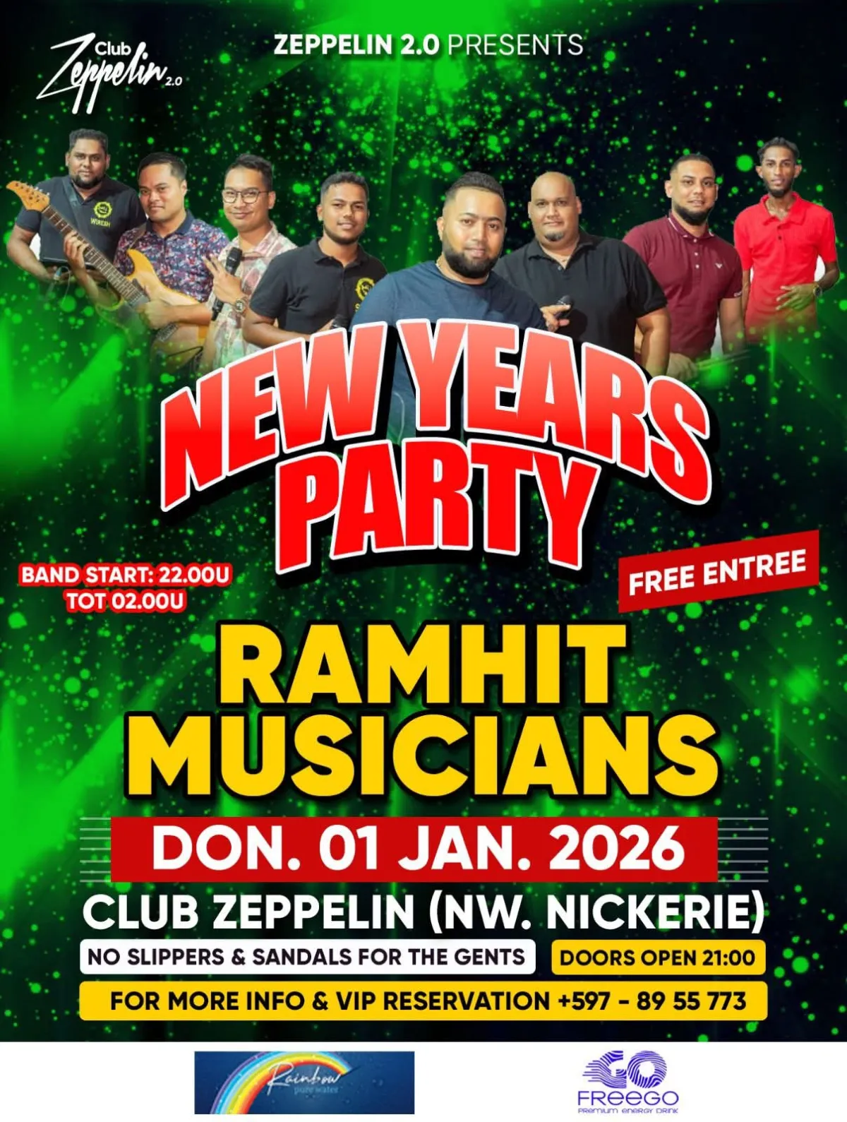 Flyer van New Years Party bij Club Zeppelin