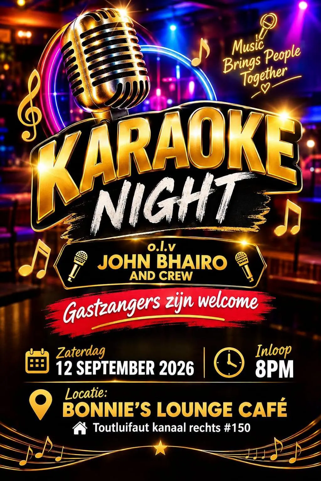 Flyer van Karaoke Night bij Bonnie's Lounge Cafe
