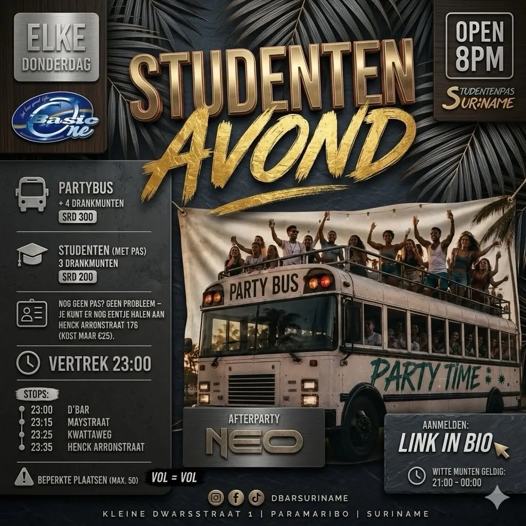 Flyer of STUDENTEN AVOND at D'Bar