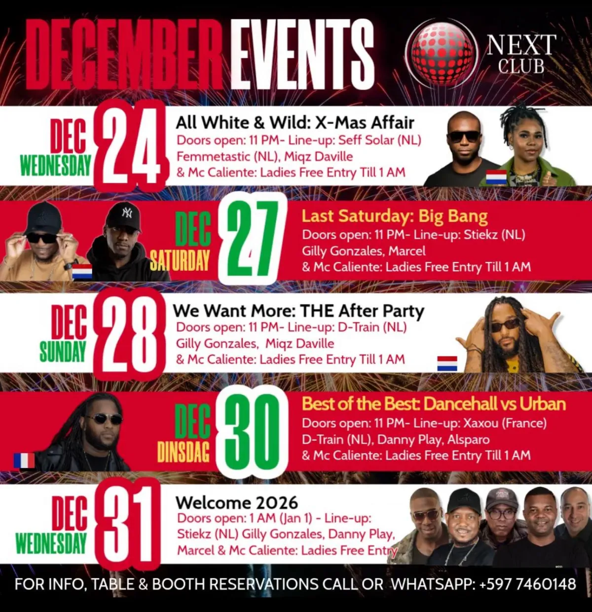 Flyer of December Events at Next Club at Next Club
