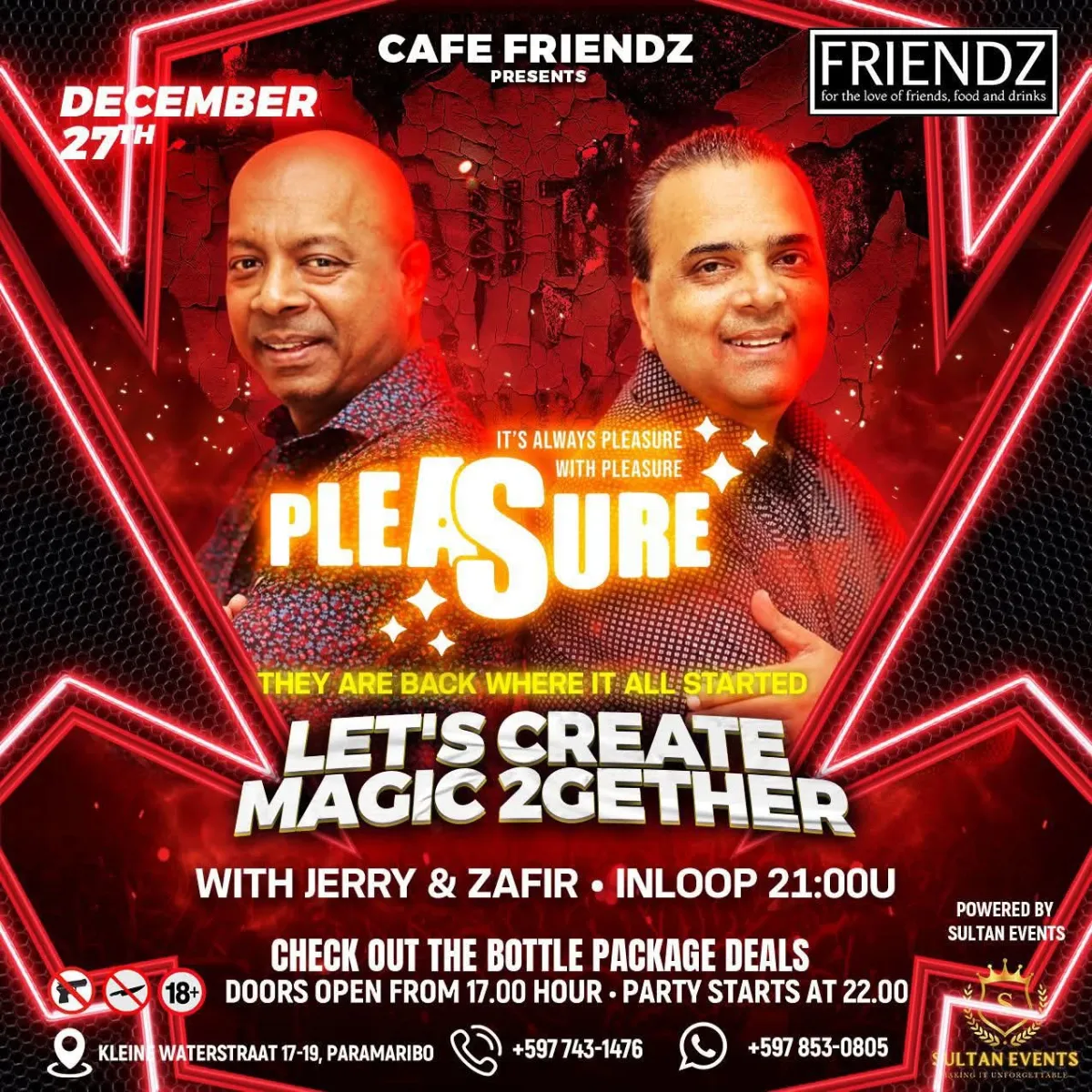 Flyer van Pleasure bij Cafe Friendz