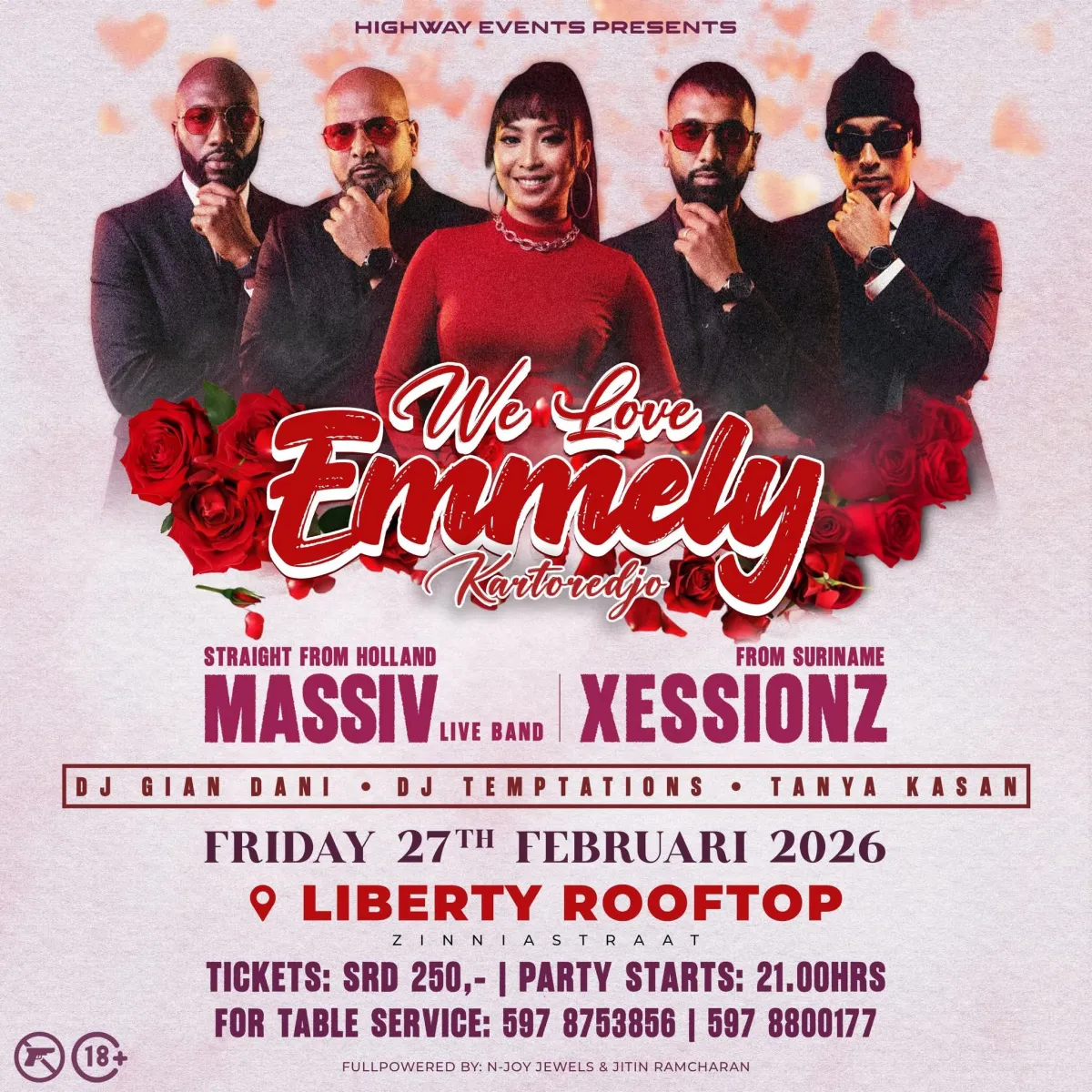 Flyer of We Love Emmely Kartoredjo at Liberty Roof Terrace