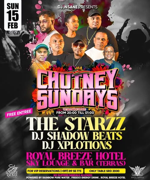Flyer van Chutney Sundays bij Sky Lounge & Bar