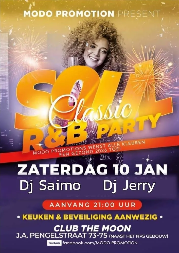Flyer of Soul Classic R&B Party at Club The Moon