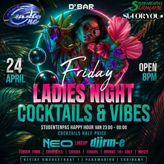 Flyer of Ladies Night Cocktails & Vibes at D'Bar