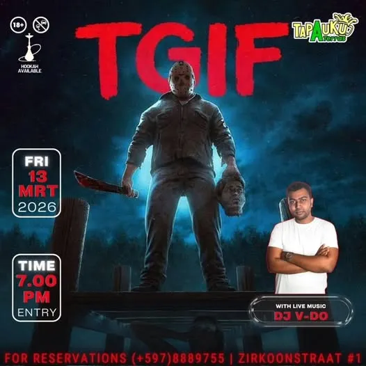 Flyer van TGIF bij Tap A Uku