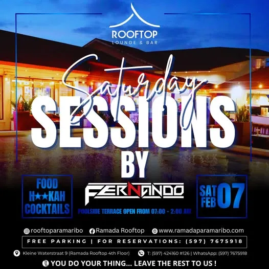 Flyer van Saturday Sessions by Fernando bij Ramada Rooftop