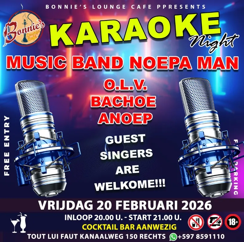 Flyer van Karaoke Night bij Bonnie's Lounge Cafe