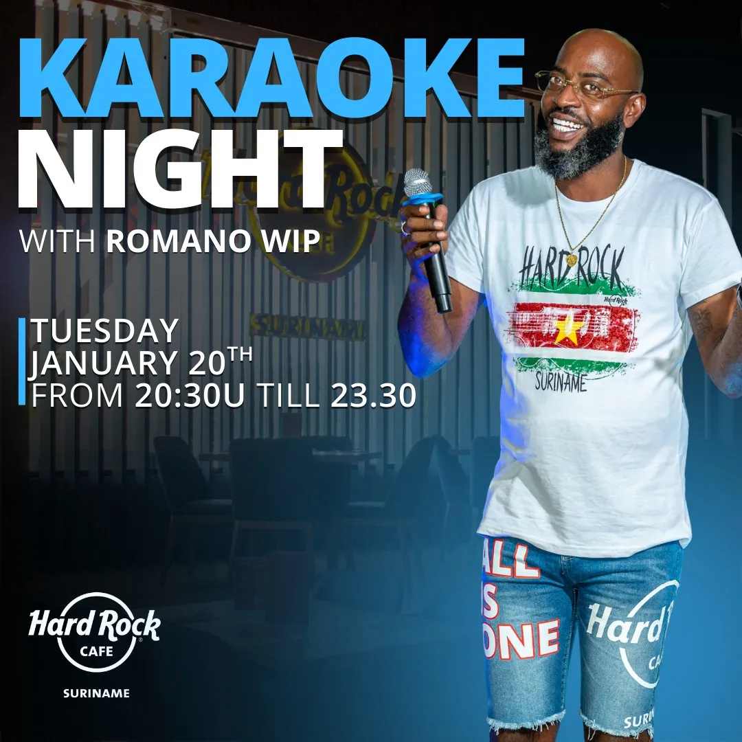 Flyer van Karaoke Night bij Hard Rock Cafe Suriname